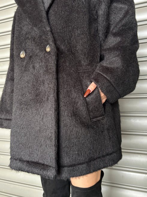 シャギーダブルミドル丈コート